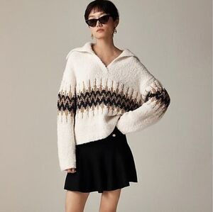 J. Crew Fair Isle johnny-collar sweater in bouclé yarn